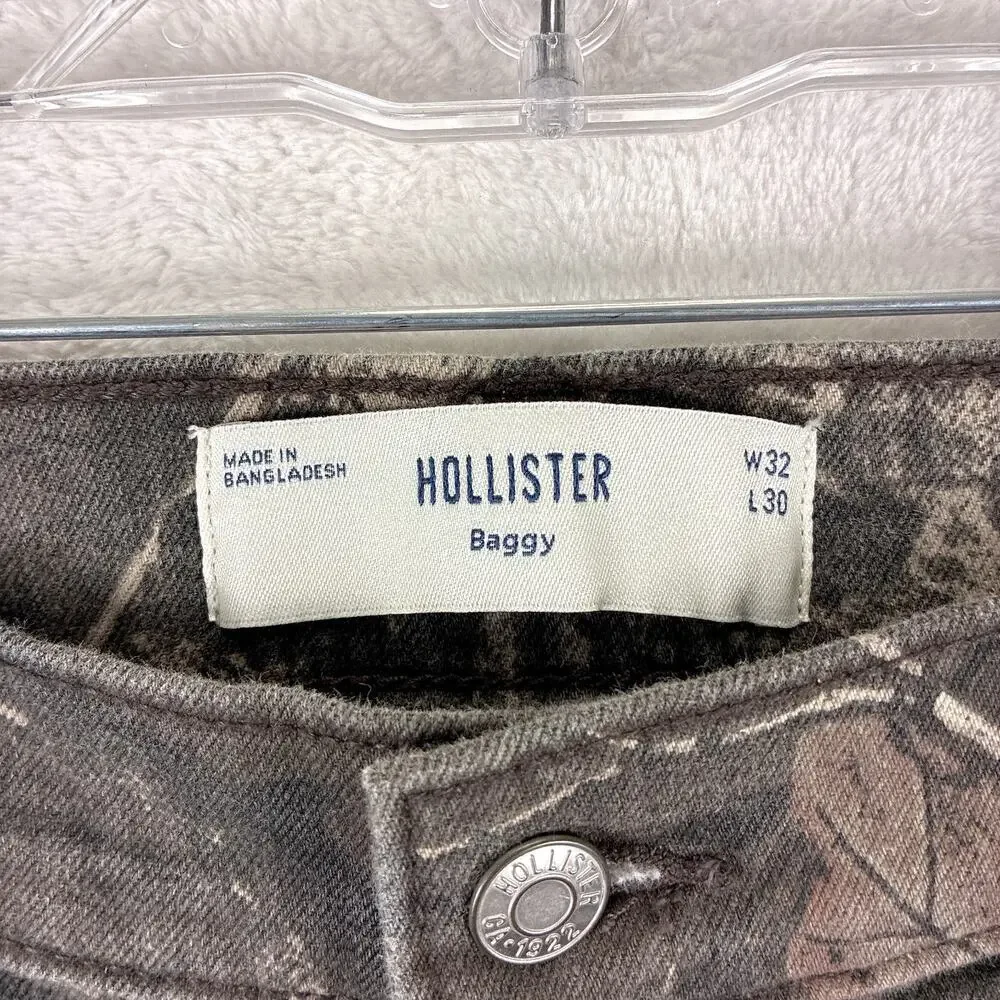 Hollister Jeans Mens 32x30 Brown Real Tree Camo Baggy Carpenter Skate Grunge Y2K - Picture 11 of 14